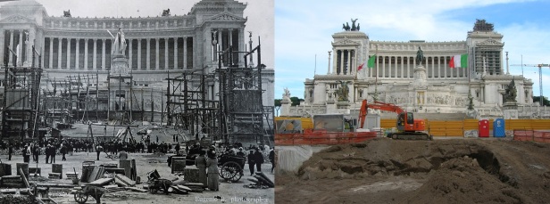 ROMA ARCHEOLOGICA & RESTAURO ARCHITECTTURA: Roma, ALTARE DELLA PATRIA - Primi anni del 1900, monumento in costruzione (1900) | Roma, ALTARE DELLA PATRIA - Metro C Piazza Venezia (2008) [04|2015]. 